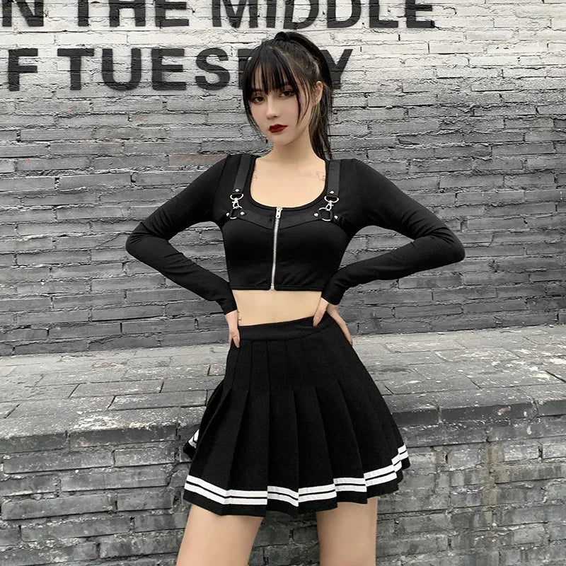 Vintage Korean Style  Mini Skirt Women Punk Skirt