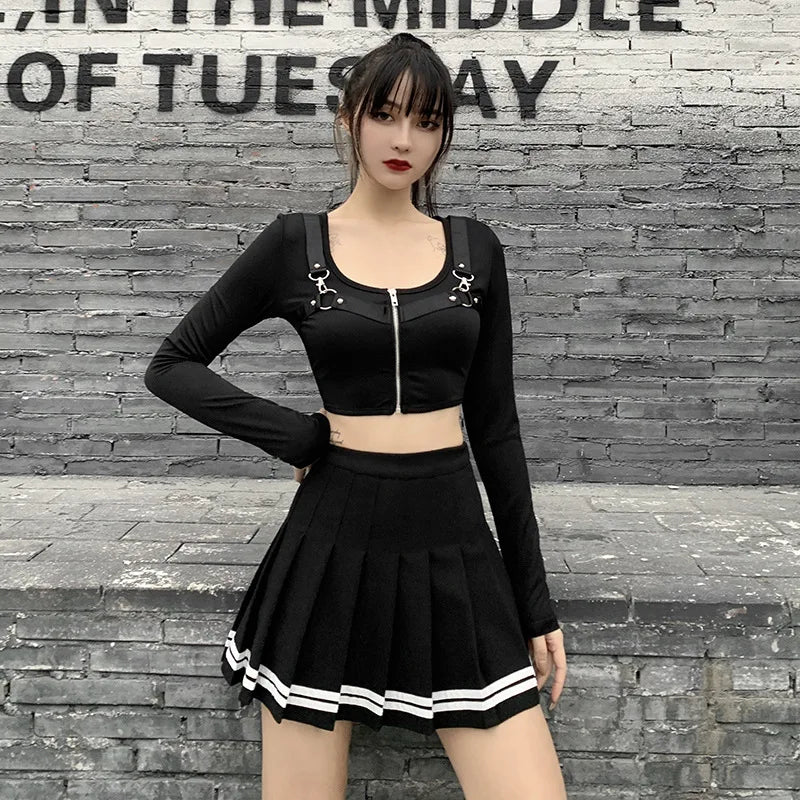 Vintage Korean Style  Mini Skirt Women Punk Skirt