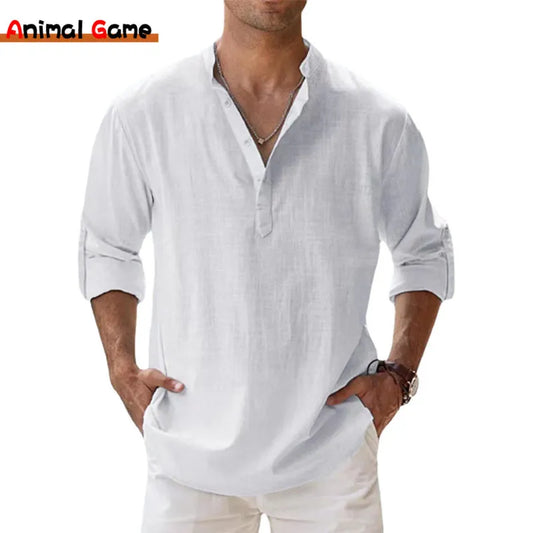 New Cotton Linen Shirts for Men Casual Shirts  T Shirts for Men