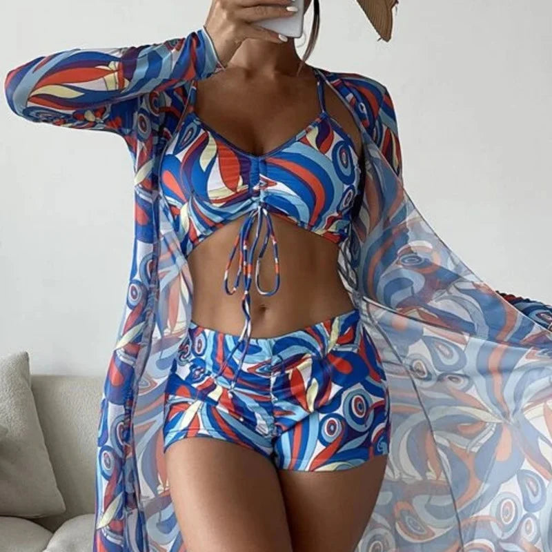 Summer Print Swimsuits Tankini Sets Female Swimwear