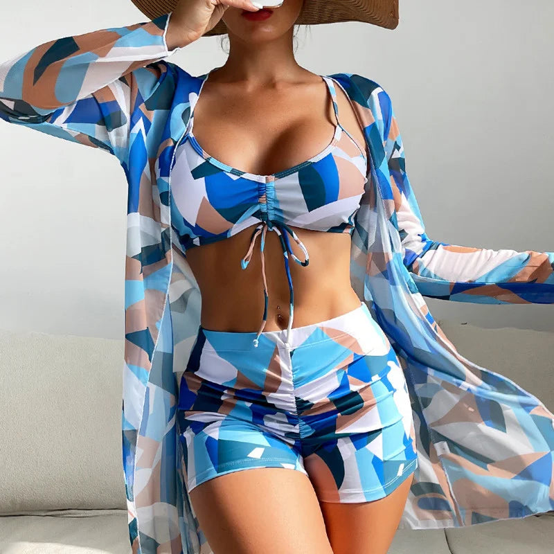 Summer Print Swimsuits Tankini Sets Female Swimwear