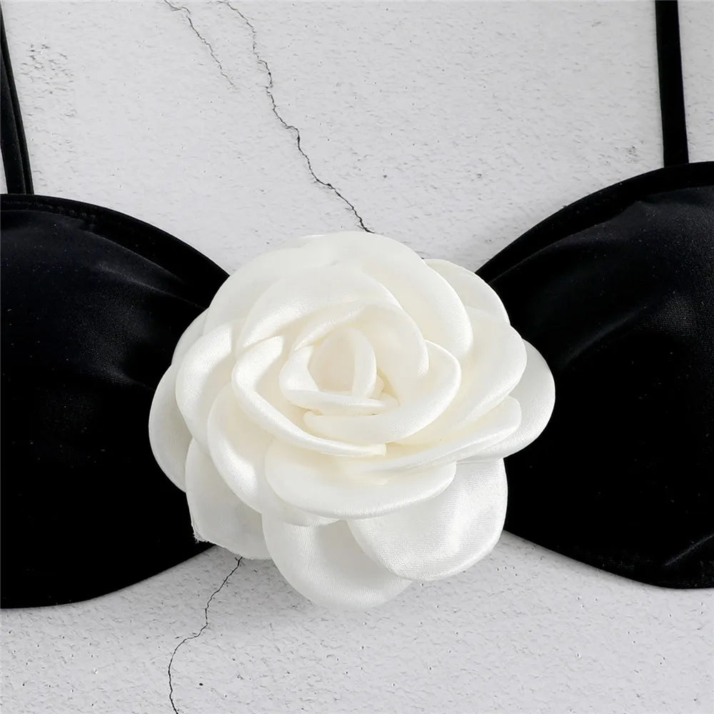 Sexy Flower Bandeau Swimwear Thong Bikini 2024